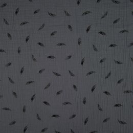 Double Gauze Fabric | Feathers Midnight