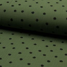 Double Gauze Fabric | Large Spot Khaki