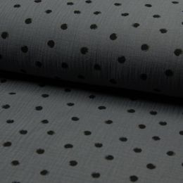 Double Gauze Fabric | Large Spot Grey