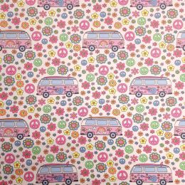Cotton Rich Jersey Fabric | Neon - Groovy white