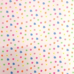 Cotton Rich Jersey Fabric | Neon - Ditzy Floral White