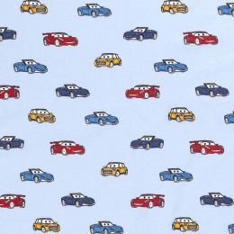 Cotton Rich Jersey Fabric | Cars! Blue