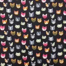 Winceyette Fabric | Cats Black