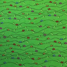 Winceyette Fabric | Ladybug Green