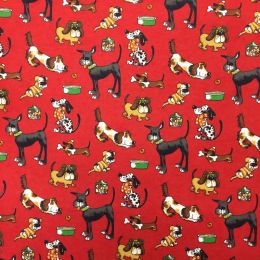 Winceyette Fabric | Dogs Red