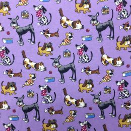 Winceyette Fabric | Dogs Purple