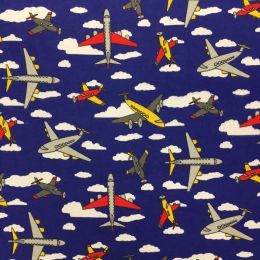 Winceyette Fabric | Planes Navy