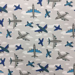 Winceyette Fabric | Planes Grey