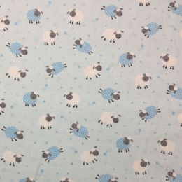 Winceyette Fabric | Sheeps Blue