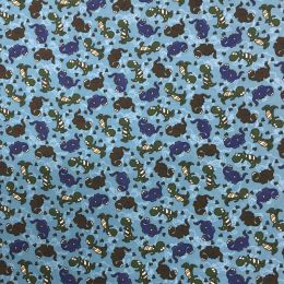 Winceyette Fabric | Dinos Blue