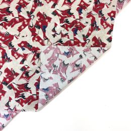 Imaza Cotton Fabric | Flock Of Cranes Red