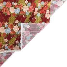 Imaza Cotton Fabric | Flower Red Metallic