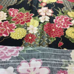 Imaza Cotton Fabric | Flower Black Metallic
