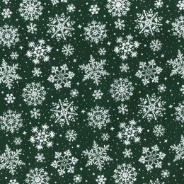 Christmas Fun Fabric | Snowflakes All Over Green
