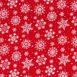 Christmas Fun Fabric | Snowflakes All Over Red