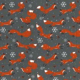 Christmas Fun Fabric | Pouncing Fox Dark Grey