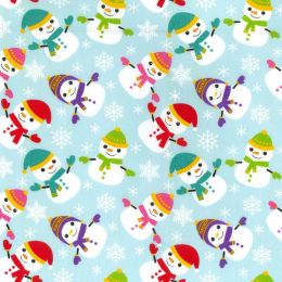 Christmas Fun Fabric | Snowmen Light Blue