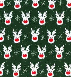 Christmas Fun Fabric | Rudolph The Red Nose Reindeer Green