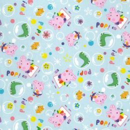 Wide Width Licensed Cotton Fabric | Peppa Bubbles