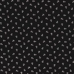 Cotton Rich Jersey Fabric | Foil - Anchors Black