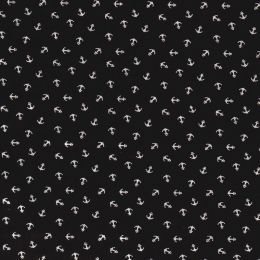 Cotton Rich Jersey Fabric | Foil - Anchors Black