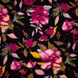 Viscose Jersey Fabric | Flowers Fuchsia