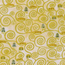 Metallic Robert Kaufman Fabric | Gustav Klimt - Swirls Cream