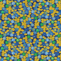 Metallic Robert Kaufman Fabric | Gustav Klimt - Dots Sapphire