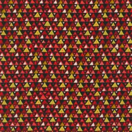 Metallic Robert Kaufman Fabric | Gustav Klimt - Triangles Red