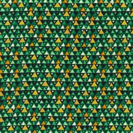 Metallic Robert Kaufman Fabric | Gustav Klimt - Triangles Green