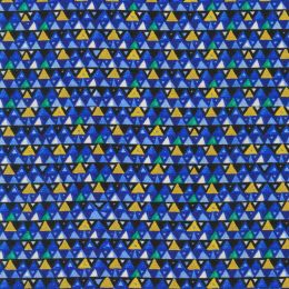 Metallic Robert Kaufman Fabric | Gustav Klimt - Triangles Sapphire