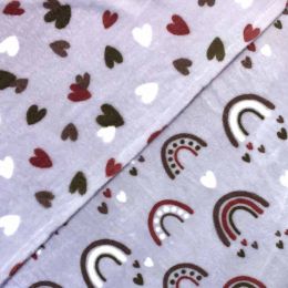 Double Sided Supersoft Fleece | Rainbow & Hearts Lilac