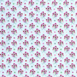 Cotton Print Fabric | Floral Bouquet Sky Blue