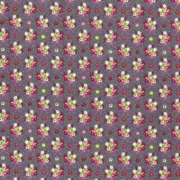 Cotton Print Fabric | Floral Bouquet Brown