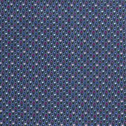 Cotton Print Fabric | Floral Oval Navy