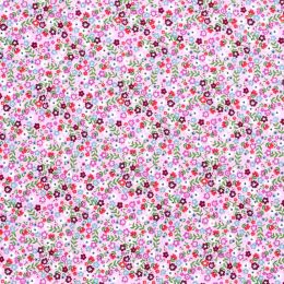 Cotton Print Fabric | Flower Meadow Pinks