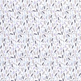 Cotton Print Fabric | Scattered Leaves Ice Blue