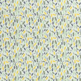 Cotton Print Fabric | Scattered Leaves Pale Green