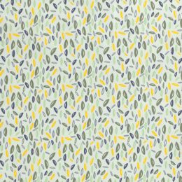 Cotton Print Fabric | Scattered Leaves Pale Green