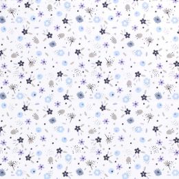 Cotton Print Fabric | Scattered Blooms Ice Blue