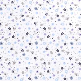 Cotton Print Fabric | Scattered Blooms Ice Blue