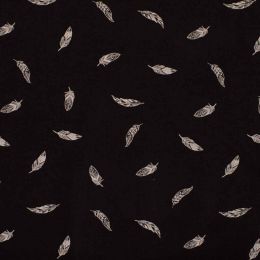 Stitch It Classic Jersey Fabric | Feathers Black White
