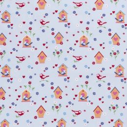 Cotton Print Fabric | Home Tweet Home Sky Blue