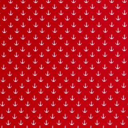 Cotton Print Fabric | Sail Away - Anchors Red