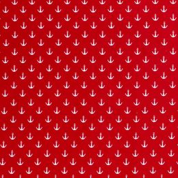 Cotton Print Fabric | Sail Away - Anchors Red