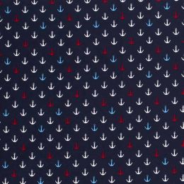 Cotton Print Fabric | Sail Away - Anchors Navy Multi