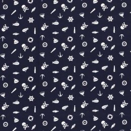 Cotton Print Fabric | Sail Away - Sea Notions Navy