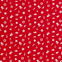 Cotton Print Fabric | Sail Away - Sea Notions Red
