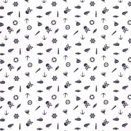 Cotton Print Fabric | Sail Away - Sea Notions White