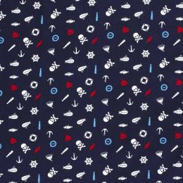 Cotton Print Fabric | Sail Away - Sea Notions Navy Multi